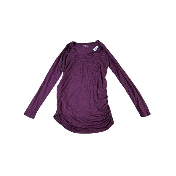 NEW Motherhood Maternity Purple Shirt V Neck Long Sleeve Stretch Size M NWT - Picture 1 of 5
